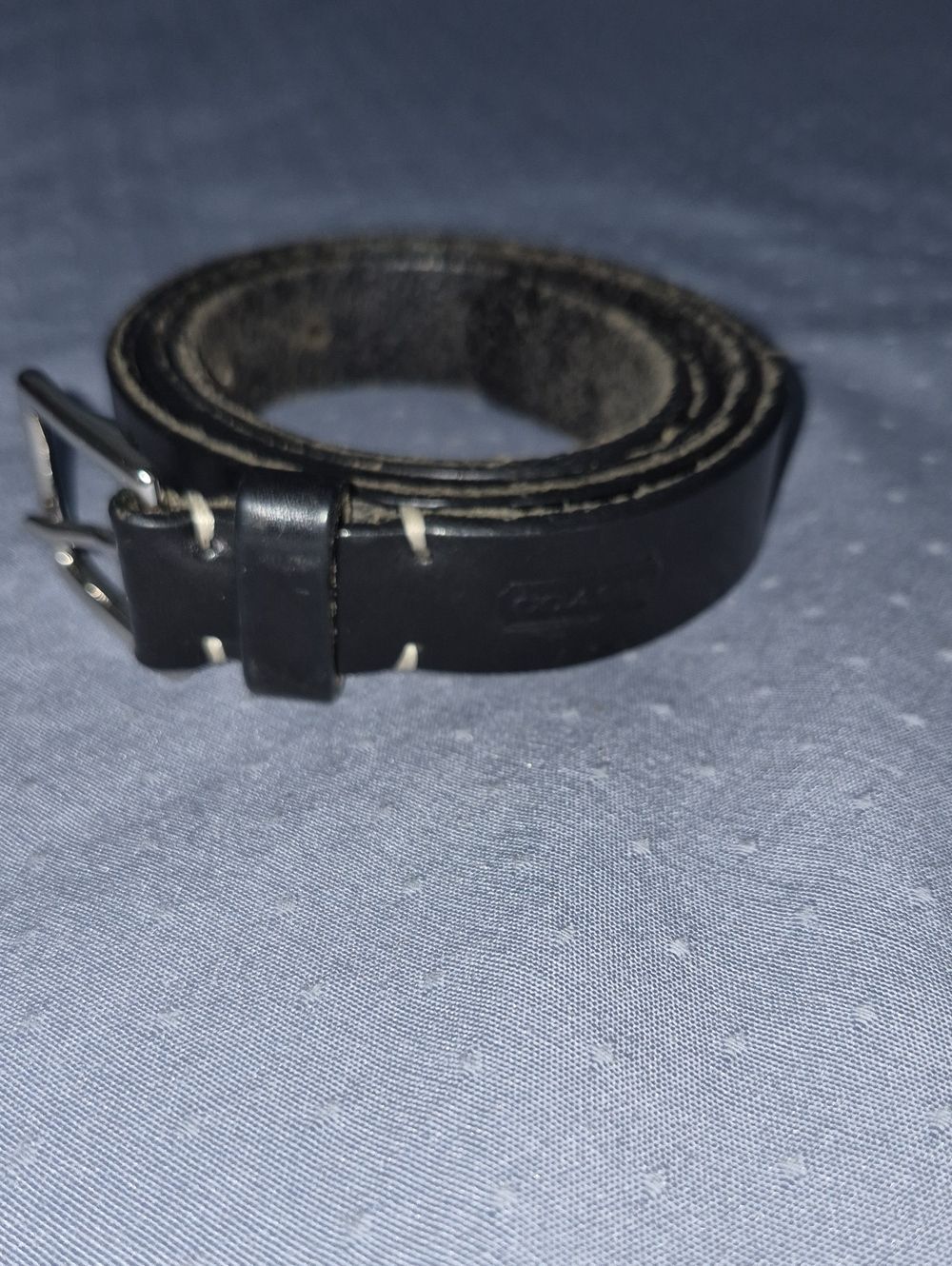 Coach Black Handcrafted Leather Belt Silver-Tone Brass Buckle Womens M Classic